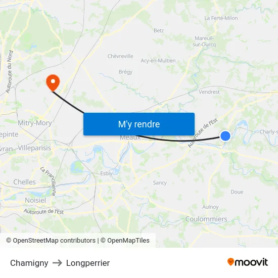 Chamigny to Longperrier map