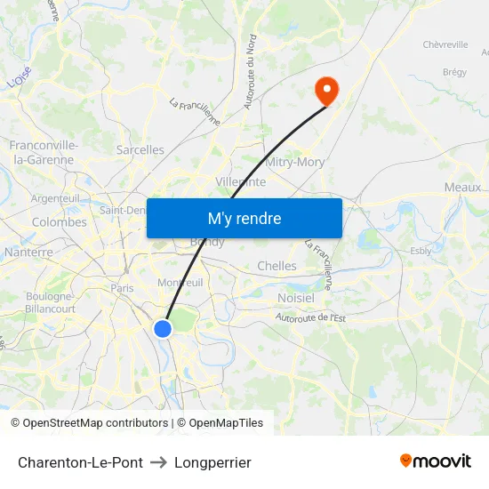 Charenton-Le-Pont to Longperrier map
