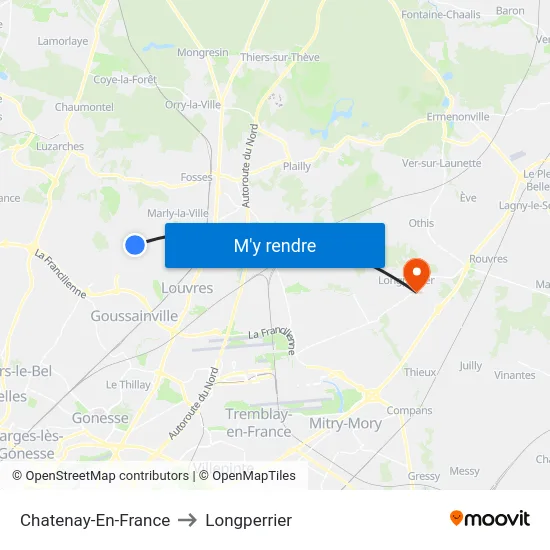 Chatenay-En-France to Longperrier map
