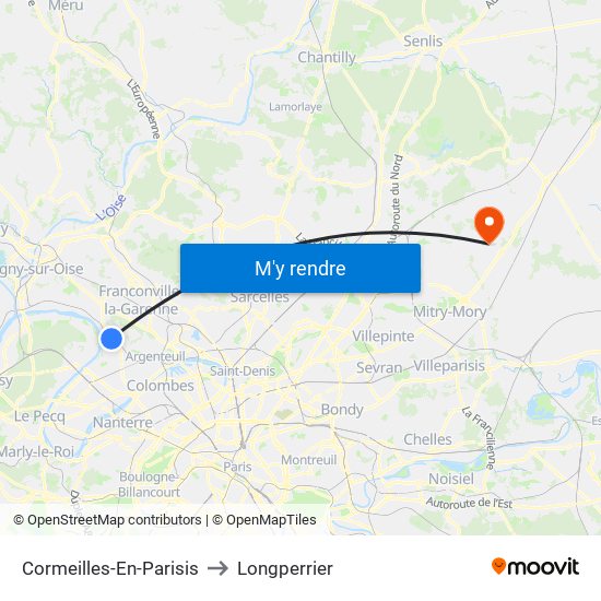 Cormeilles-En-Parisis to Longperrier map