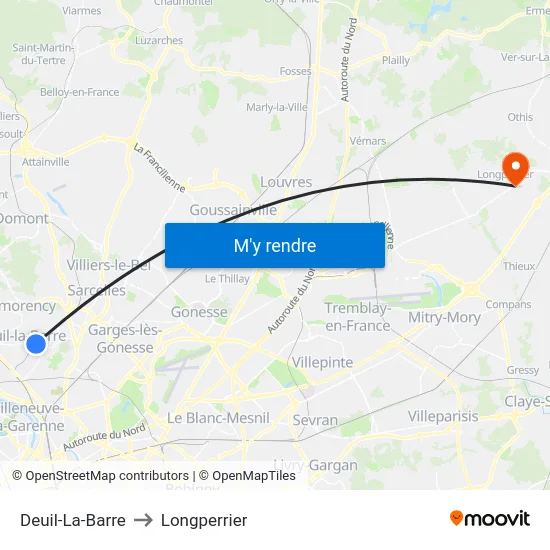 Deuil-La-Barre to Longperrier map