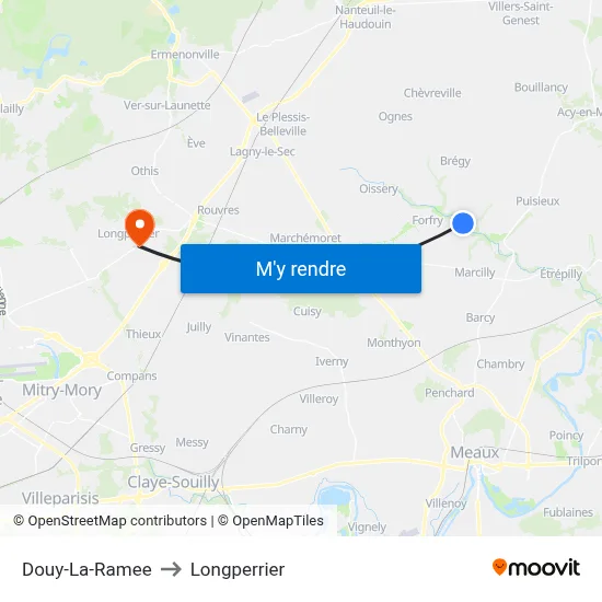 Douy-La-Ramee to Longperrier map