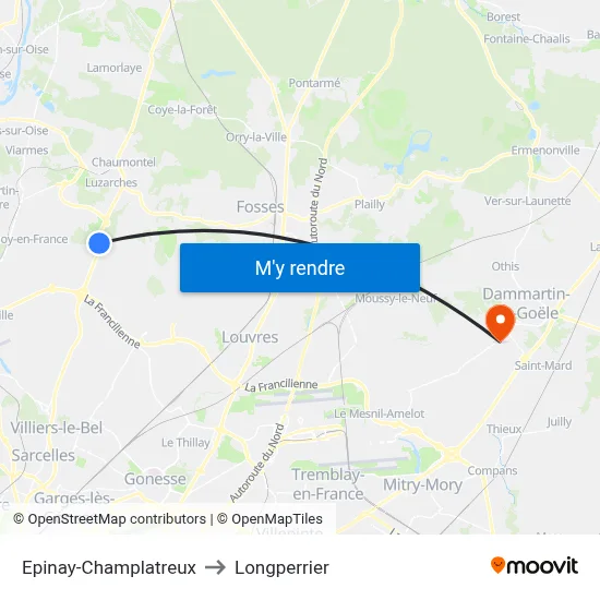 Epinay-Champlatreux to Longperrier map