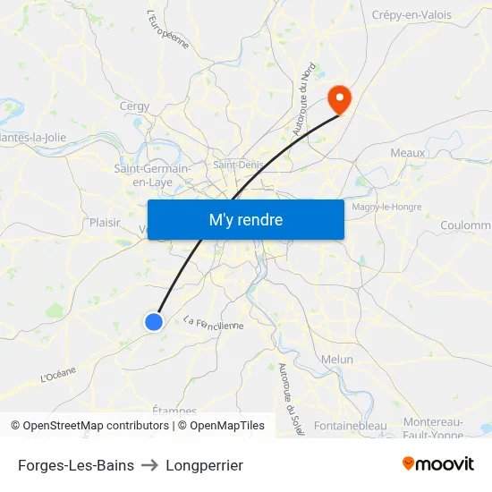 Forges-Les-Bains to Longperrier map