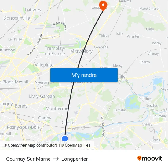 Gournay-Sur-Marne to Longperrier map