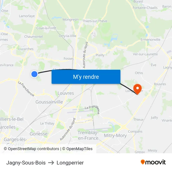 Jagny-Sous-Bois to Longperrier map