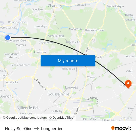 Noisy-Sur-Oise to Longperrier map