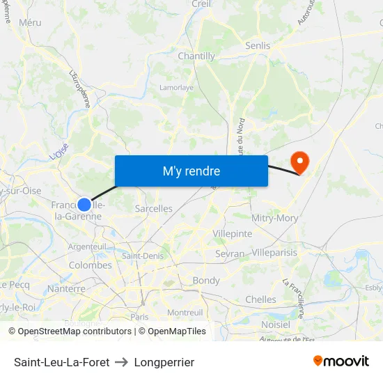 Saint-Leu-La-Foret to Longperrier map