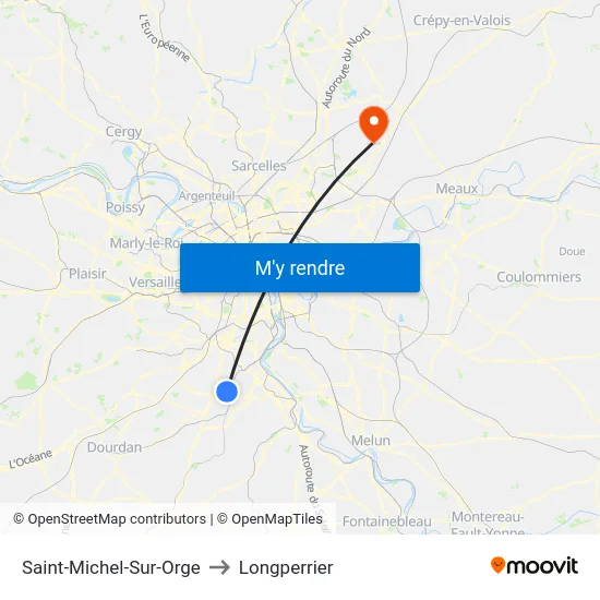 Saint-Michel-Sur-Orge to Longperrier map