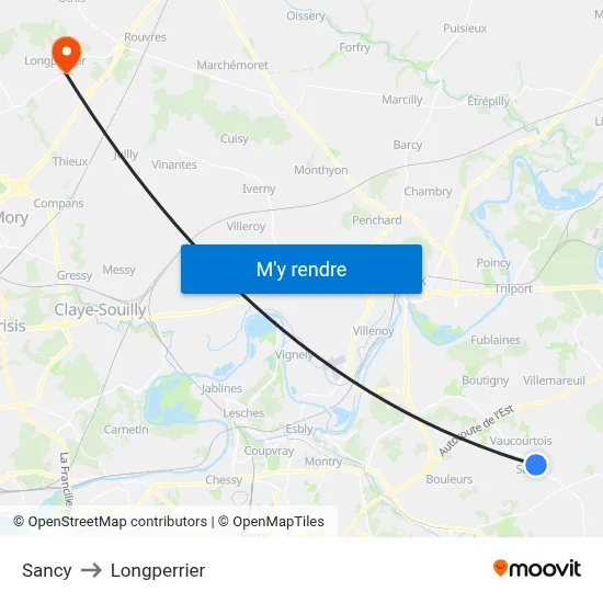 Sancy to Longperrier map