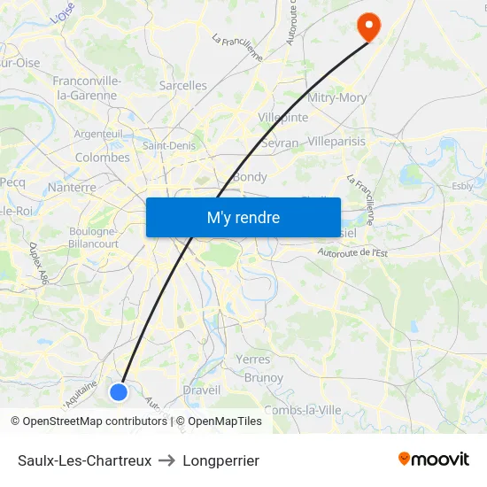 Saulx-Les-Chartreux to Longperrier map