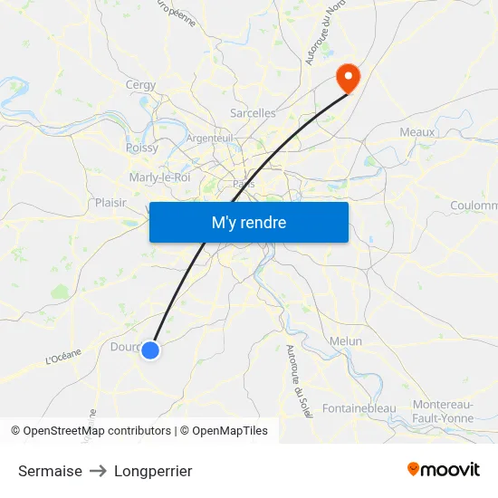 Sermaise to Longperrier map