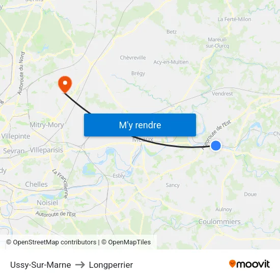 Ussy-Sur-Marne to Longperrier map