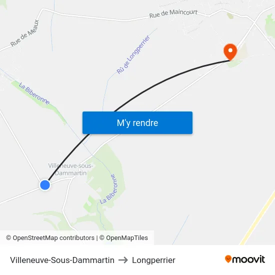 Villeneuve-Sous-Dammartin to Longperrier map