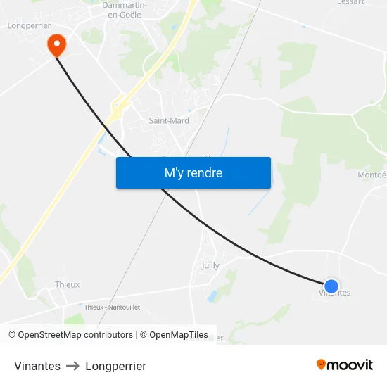 Vinantes to Longperrier map