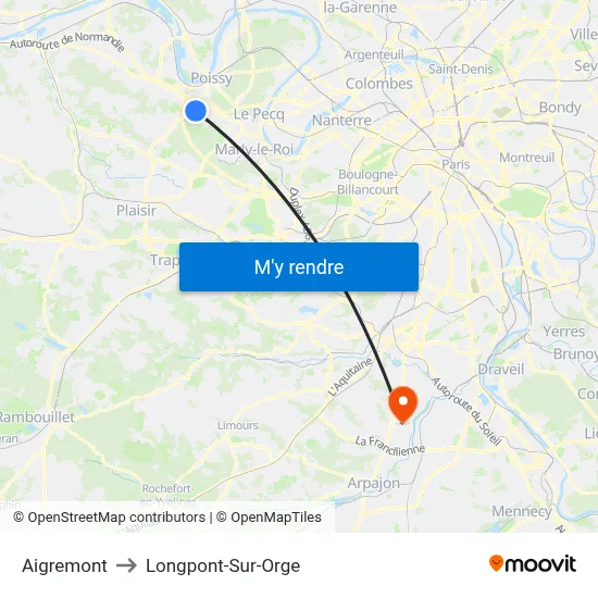 Aigremont to Longpont-Sur-Orge map
