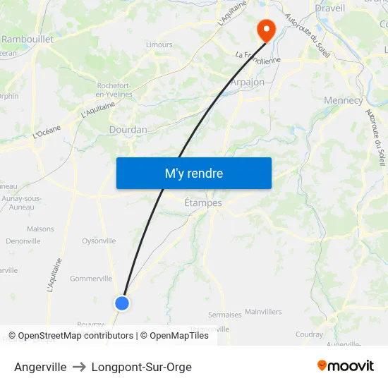 Angerville to Longpont-Sur-Orge map