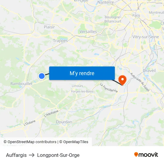 Auffargis to Longpont-Sur-Orge map
