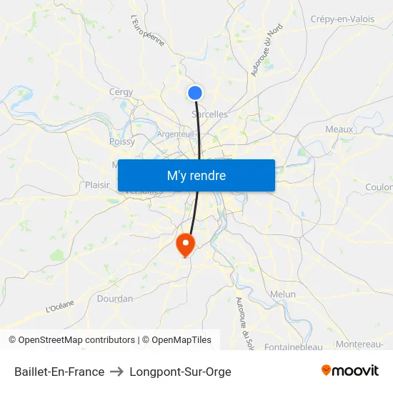Baillet-En-France to Longpont-Sur-Orge map
