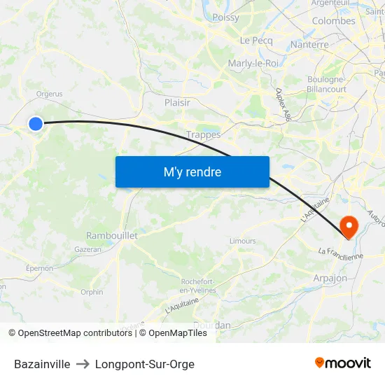 Bazainville to Longpont-Sur-Orge map