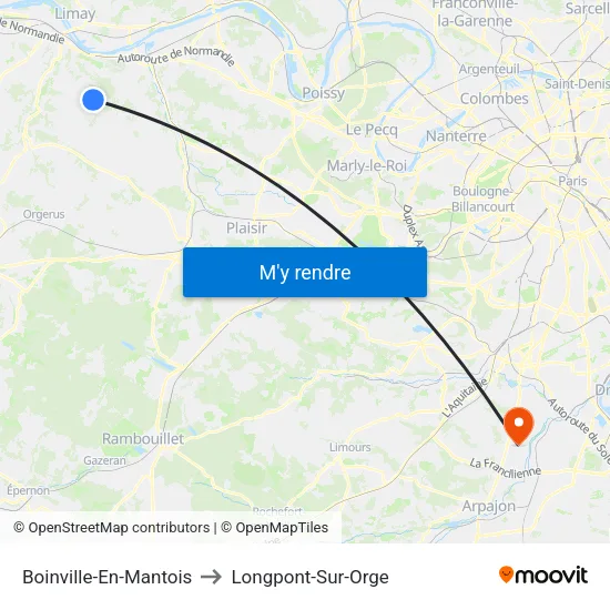Boinville-En-Mantois to Longpont-Sur-Orge map