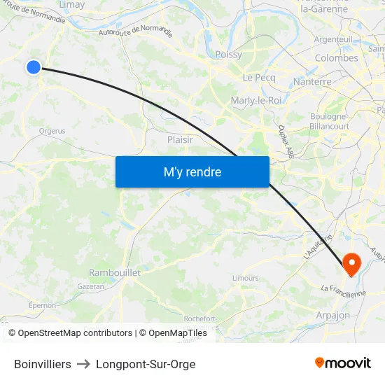 Boinvilliers to Longpont-Sur-Orge map