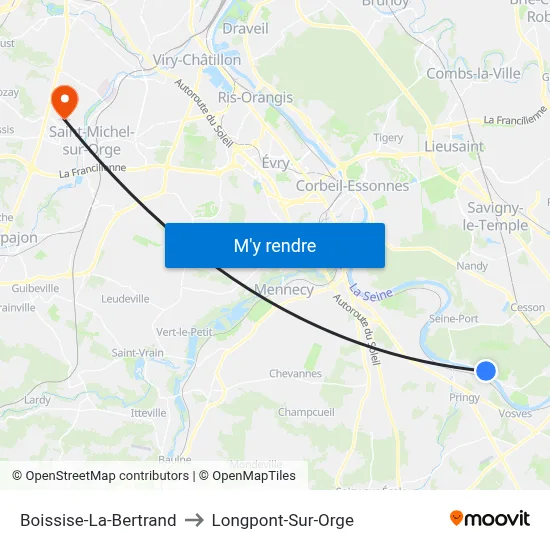 Boissise-La-Bertrand to Longpont-Sur-Orge map
