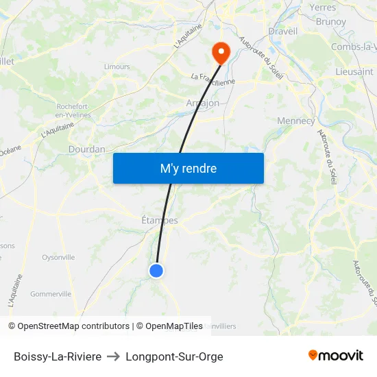 Boissy-La-Riviere to Longpont-Sur-Orge map