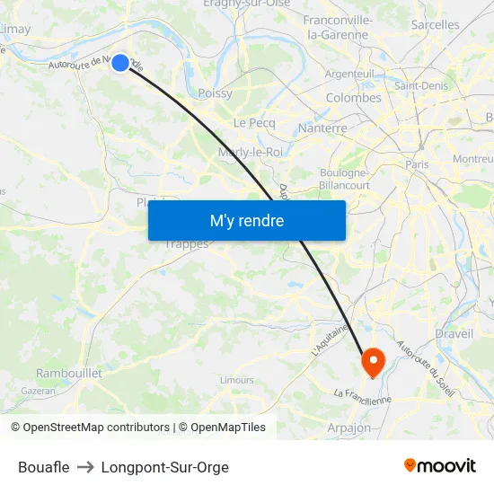 Bouafle to Longpont-Sur-Orge map