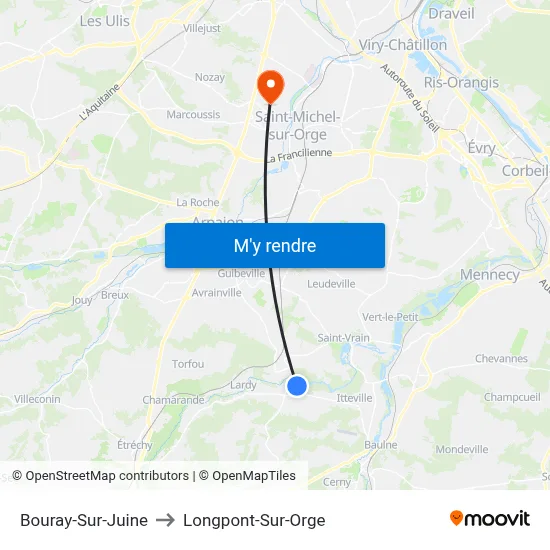 Bouray-Sur-Juine to Longpont-Sur-Orge map