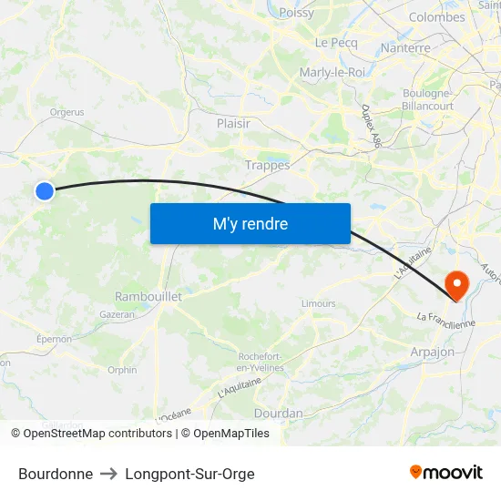 Bourdonne to Longpont-Sur-Orge map