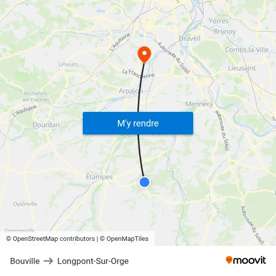 Bouville to Longpont-Sur-Orge map