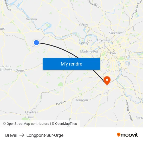 Breval to Longpont-Sur-Orge map