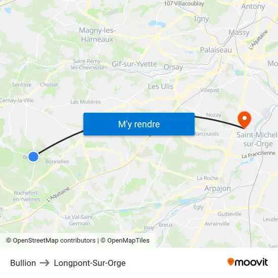 Bullion to Longpont-Sur-Orge map