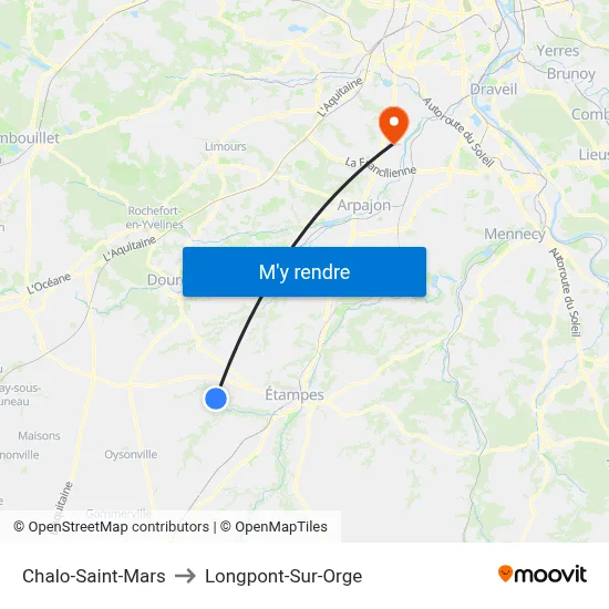 Chalo-Saint-Mars to Longpont-Sur-Orge map