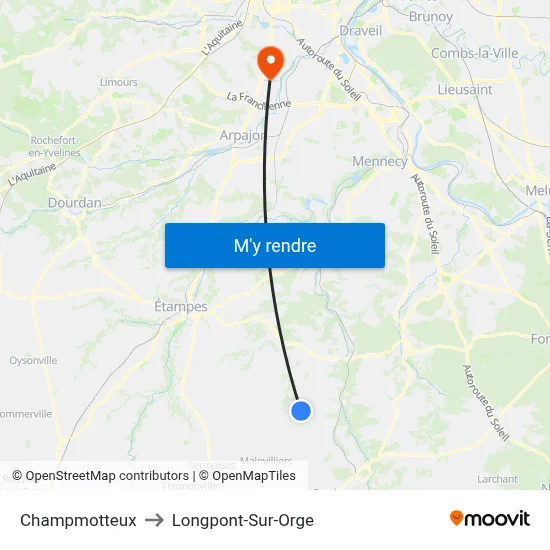 Champmotteux to Longpont-Sur-Orge map