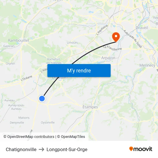 Chatignonville to Longpont-Sur-Orge map