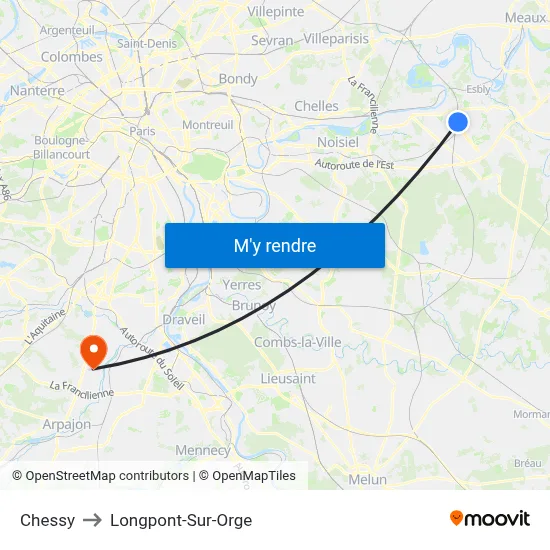 Chessy to Longpont-Sur-Orge map