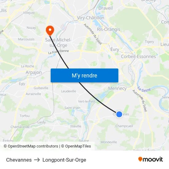 Chevannes to Longpont-Sur-Orge map
