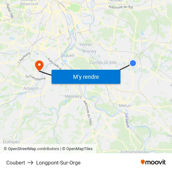 Coubert to Longpont-Sur-Orge map