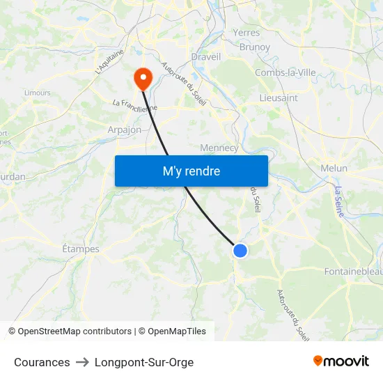 Courances to Longpont-Sur-Orge map