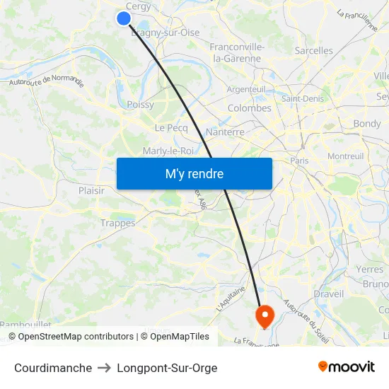 Courdimanche to Longpont-Sur-Orge map