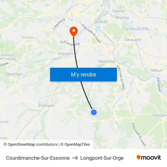 Courdimanche-Sur-Essonne to Longpont-Sur-Orge map