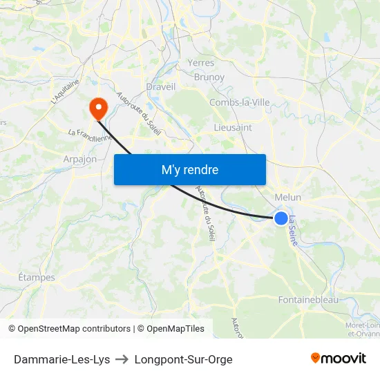 Dammarie-Les-Lys to Longpont-Sur-Orge map