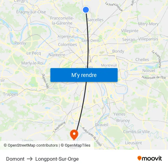 Domont to Longpont-Sur-Orge map