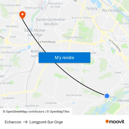 Echarcon to Longpont-Sur-Orge map