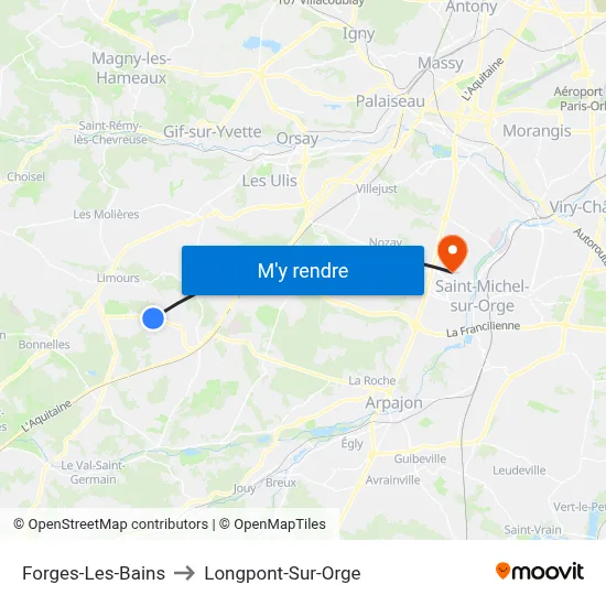 Forges-Les-Bains to Longpont-Sur-Orge map