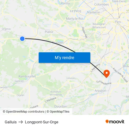 Galluis to Longpont-Sur-Orge map