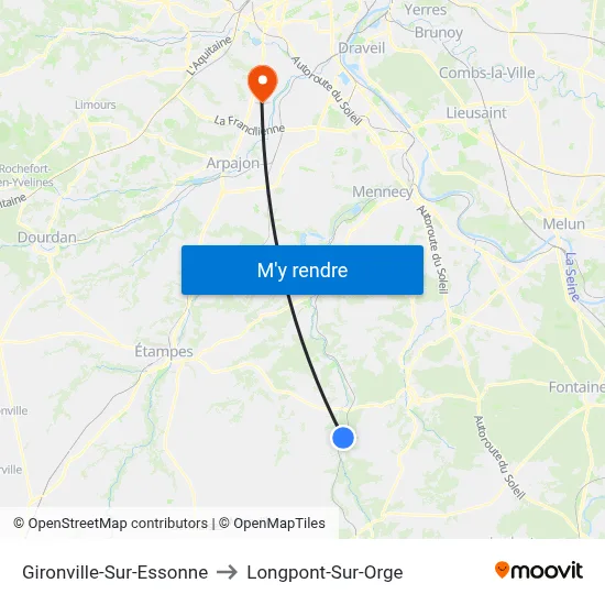 Gironville-Sur-Essonne to Longpont-Sur-Orge map