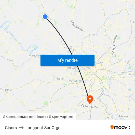 Gisors to Longpont-Sur-Orge map